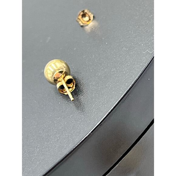 Designer Signed 14k Yellow Gold 5.5mm Ball Stud Earrings .40 grams - Picture 10 of 12